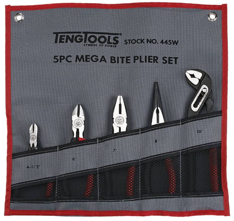 Teng Tools 445W 5 Piece Mega Bite Plier Set