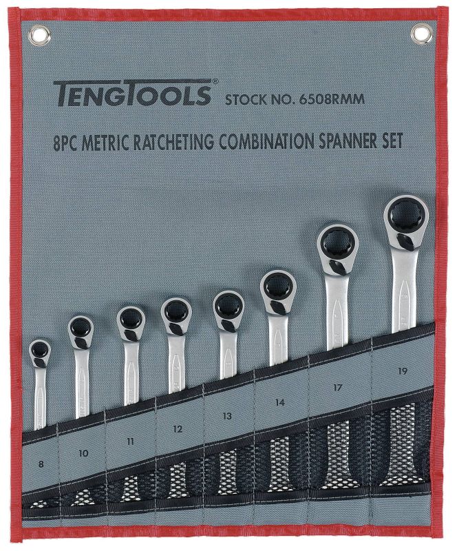 Teng Tools 6508RMM 8 Piece Ratcheting Combination Spanner Set