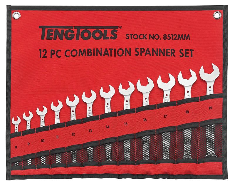 Teng Tools 8512MM 12 Piece Metric Anti Slip Combination Spanner Set