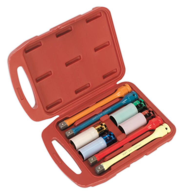 Sealey AK2243 Torque Stick & Aluminium Wheel Impact Socket Set 8pc 1/2