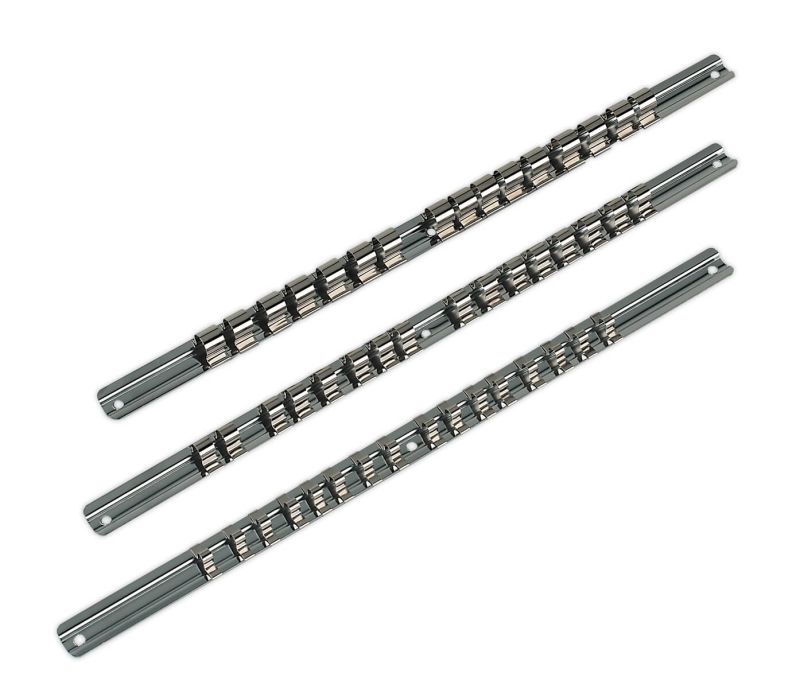 Sealey AK270 Socket Retaining Rail Set 3pc 1/4