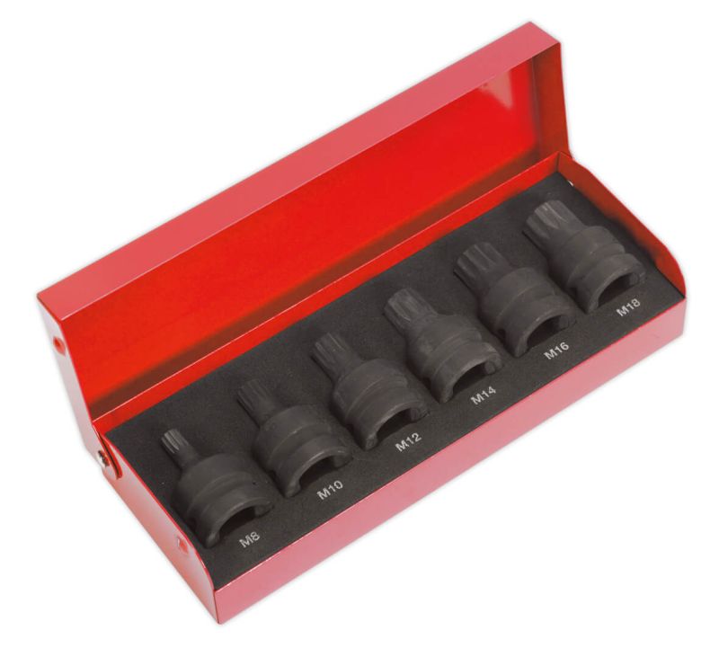 Sealey AK5608 Impact Spline Socket Bit Set 6pc 1/2