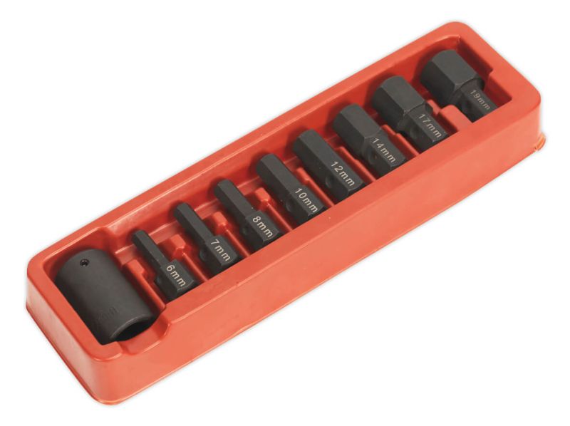 Sealey AK5609 Impact Hex Bit & Holder Set 9pc 1/2