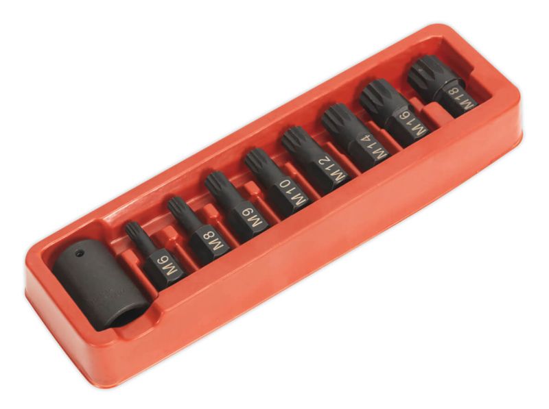 Sealey AK5611 Impact Spline Bit & Holder Set 9pc 1/2