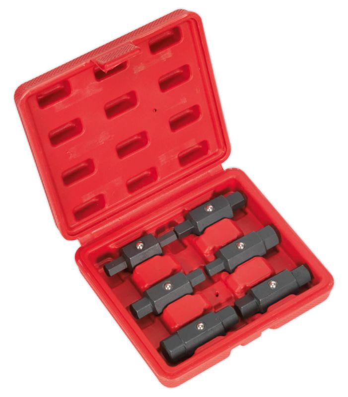 Sealey AK658 Oil Drain Plug Key Set 6pc Double End