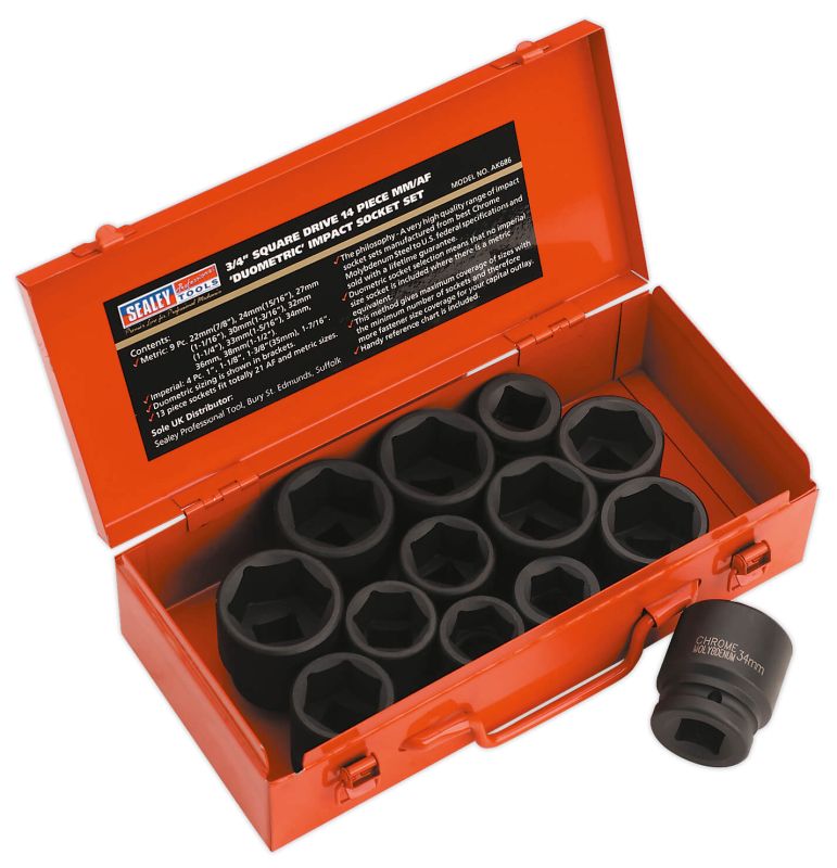Sealey AK686 Impact Socket Set 13pc 3/4