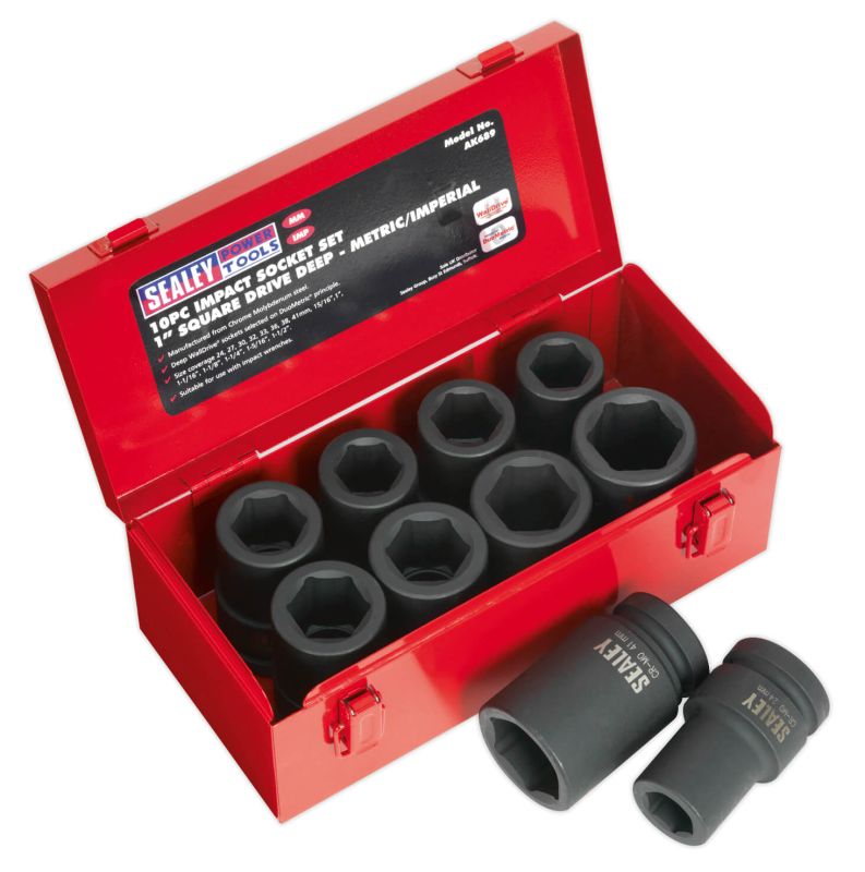 Sealey AK689 Impact Socket Set 10pc Deep 1