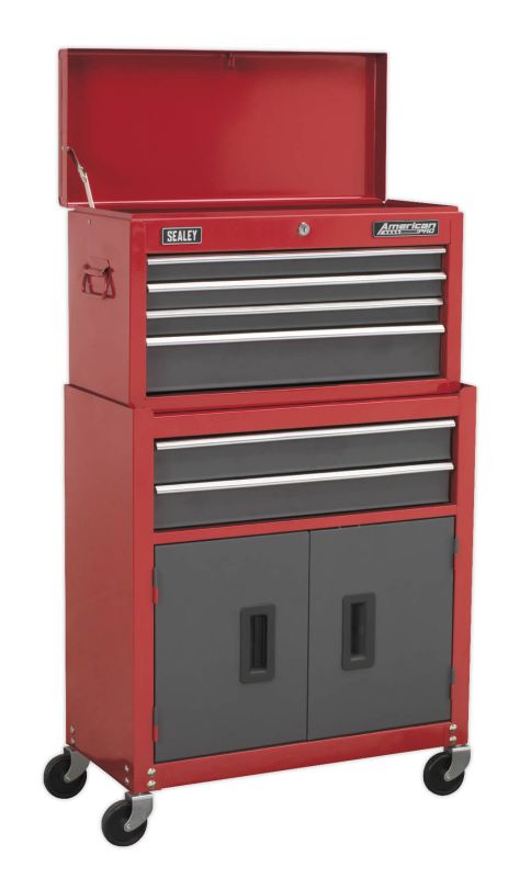 Sealey AP2200BB Topchest & Rollcab Combination 6 Drawer with Ball Bearing Slides   Red/Grey