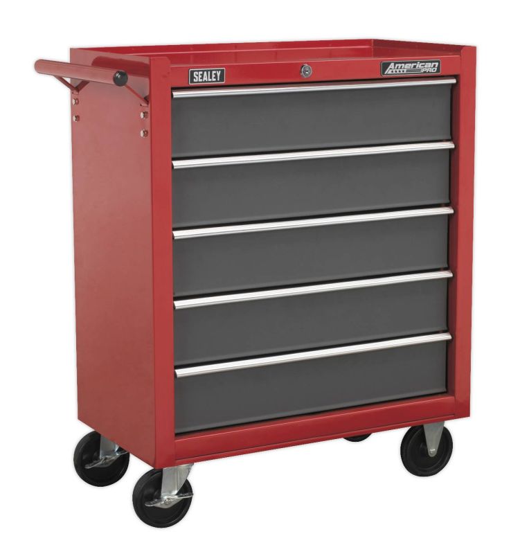 Sealey AP22505BB Rollcab 5 Drawer with Ball Bearing Slides   Red/Grey