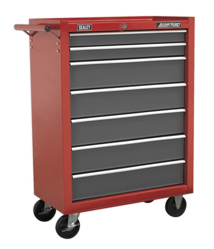 Sealey AP22507BB Rollcab 7 Drawer with Ball Bearing Slides   Red/Grey