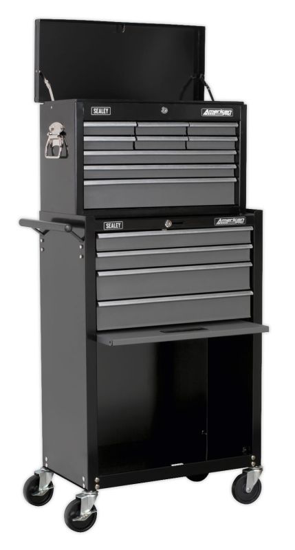 Sealey AP2513B Topchest & Rollcab Combination 13 Drawer with Ball Bearing Slides   Black/Grey