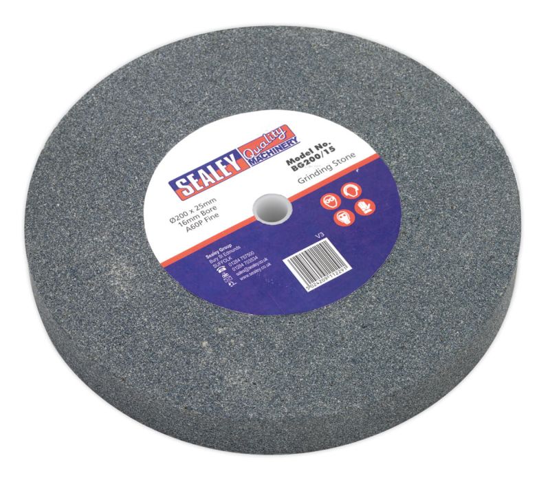 Sealey BG200/15 Grinding Stone ⌀200 x 25mm 16mm Bore A60P Fine