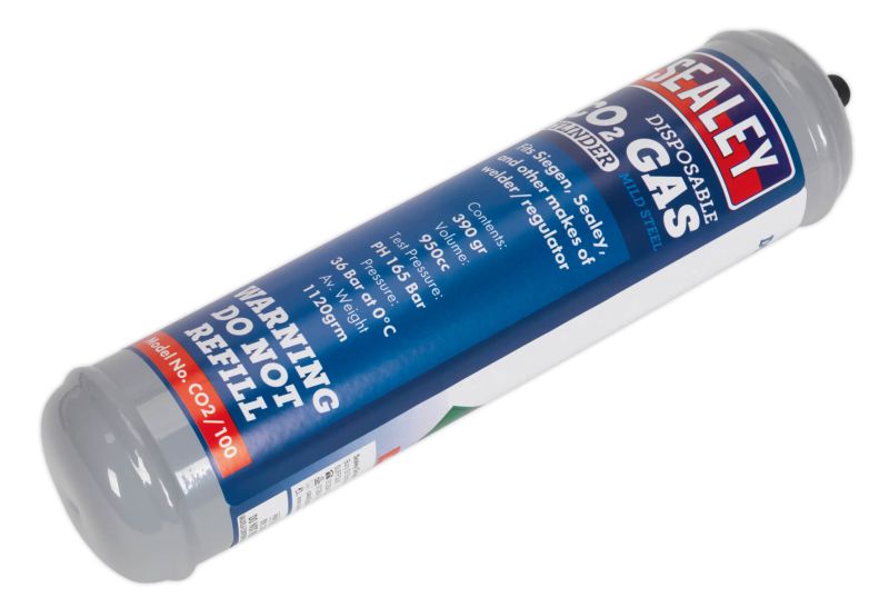 Sealey CO2/100 Gas Cylinder Disposable Carbon Dioxide 390g