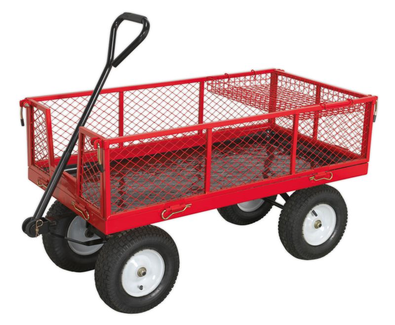 Sealey CST806 Platform Truck with Sides Pneumatic Tyres 450kg Capacity