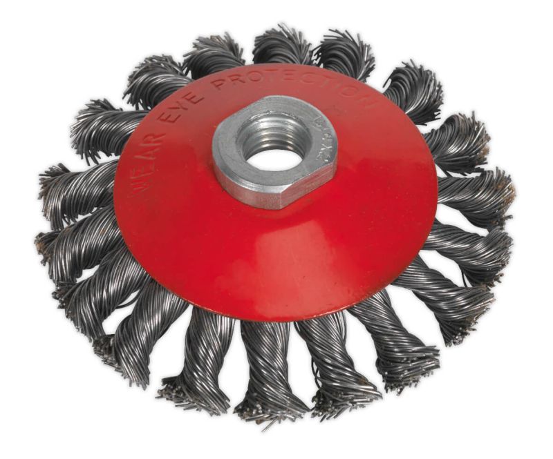 Sealey CWB100 Conical Wire Brush ⌀100mm M10 x 1.5mm