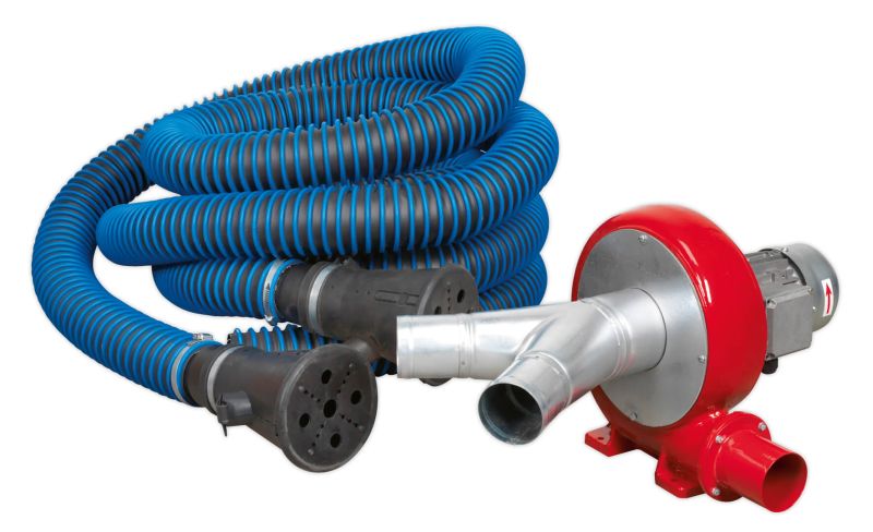 Sealey EFS102 Exhaust Fume Extraction System 230V   370W   Twin Duct