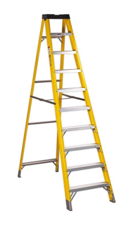 Sealey FSL10 Fibreglass Step Ladder 9 Tread EN 131