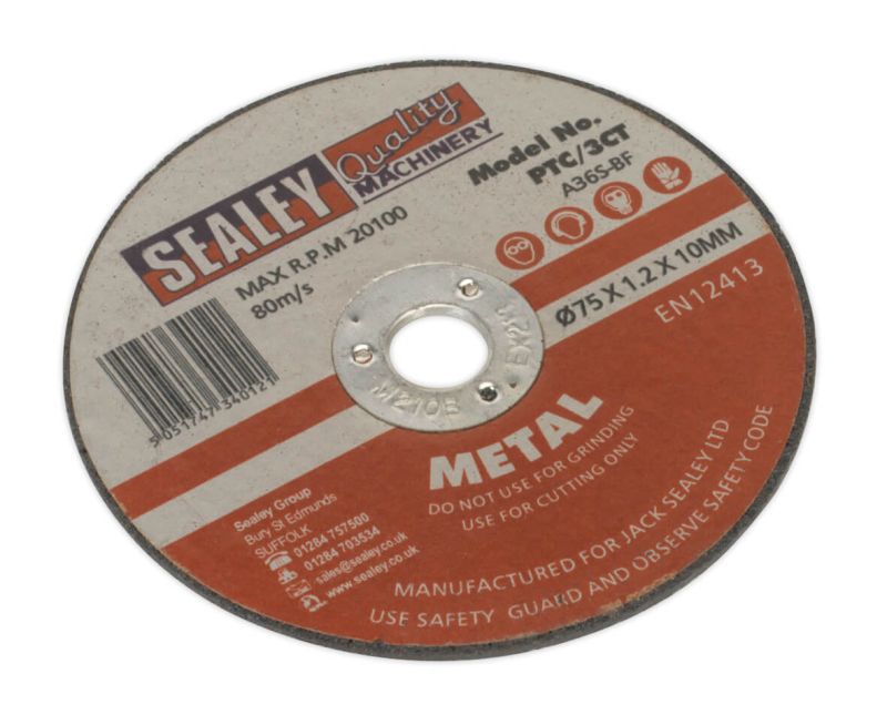 Sealey PTC/3CT Cutting Disc ⌀75 x 1.2mm 10mm Bore