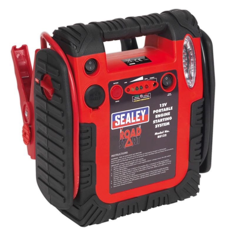 Sealey RS132 RoadStart&reg; Emergency Jump Starter with Air Compressor 12V 750 Peak Amps