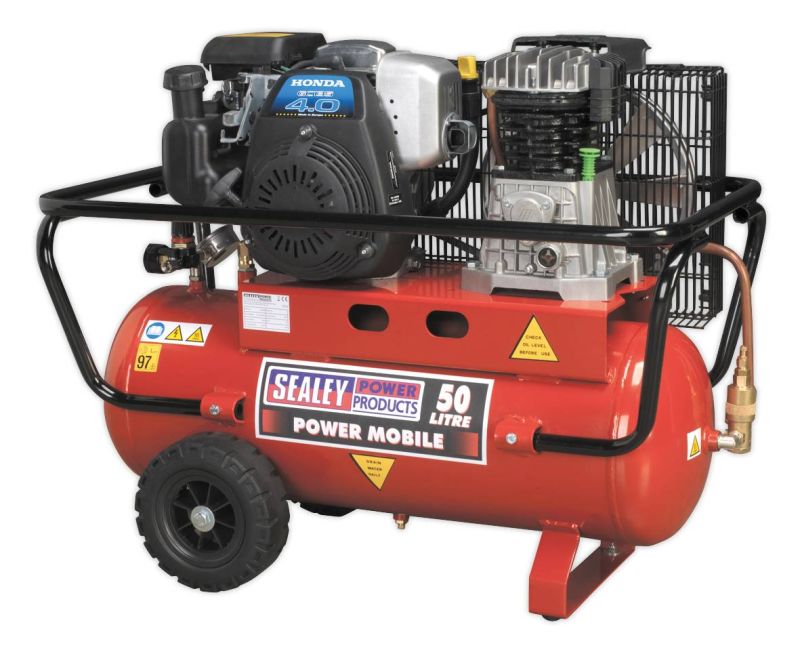 Sealey SA5040 Compressor 50ltr Belt Drive Petrol Engine 4hp