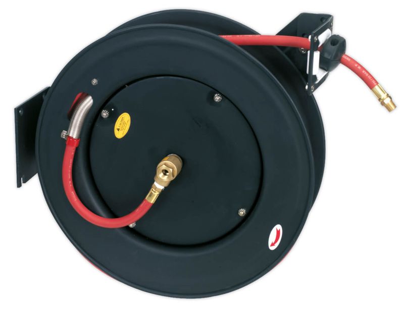 Sealey SA85 Retractable Air Hose Steel Reel 20mtr ⌀10mm ID Rubber Hose