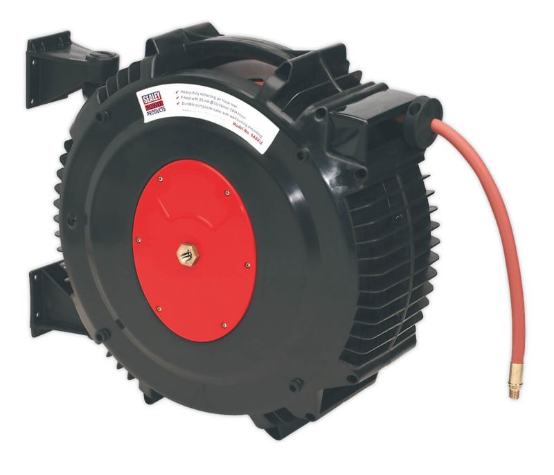 Sealey SA8812 Retractable Air Hose Reel 15mtr ⌀13mm ID Rubber Hose