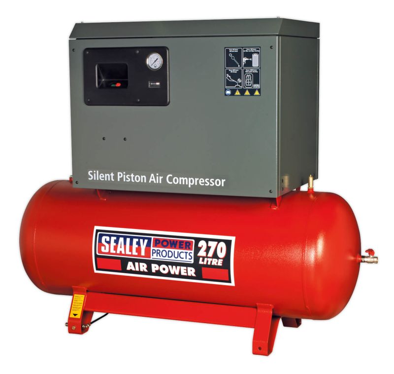 Sealey SAC42755BLN Compressor 270ltr Belt Drive 5.5hp 3ph 2 Stage with Cast Cylinders Low Noise