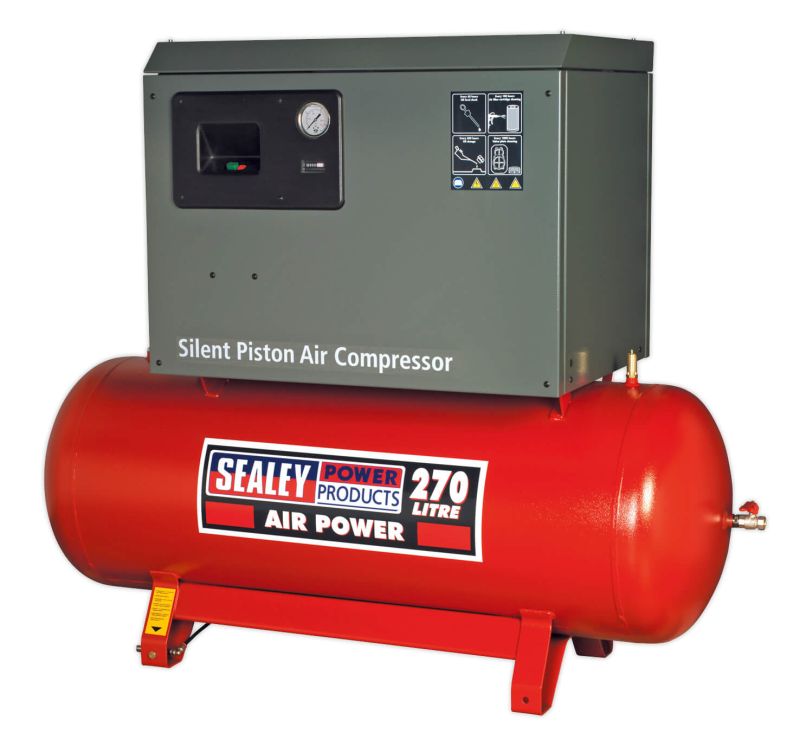 Sealey SAC72775BLN Compressor 270ltr Belt Drive 7.5hp 3ph 2 Stage with Cast Cylinders Low Noise