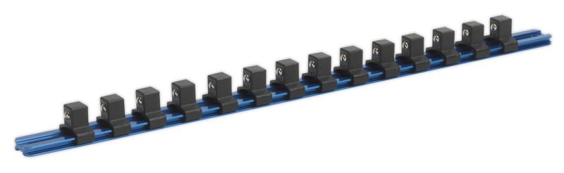 Sealey SR1214 Socket Retaining Rail with 14 Clips Aluminium 1/2