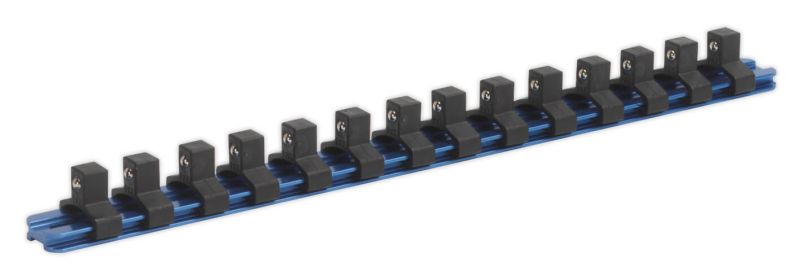 Sealey SR3814 Socket Retaining Rail with 14 Clips Aluminium 3/8