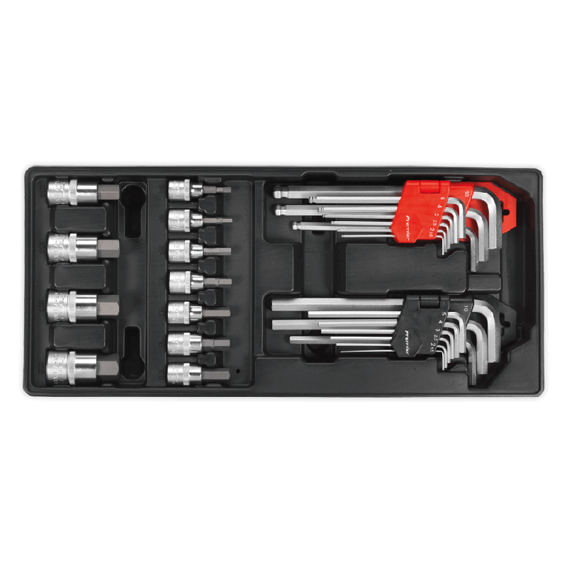 Sealey TBT07 Tool Tray with Hex/Ball End Hex Keys & Socket Bit Set 29pc