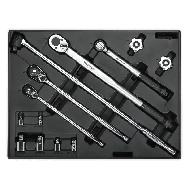Sealey TBT32 Tool Tray with Ratchet Torque Wrench Breaker Bar & Socket Adaptor Set 13pc