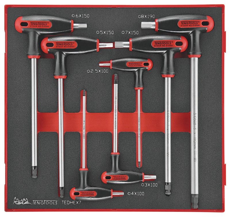 Teng Tools TEDHEX7 7 Piece EVA T Handle Hex Key Set