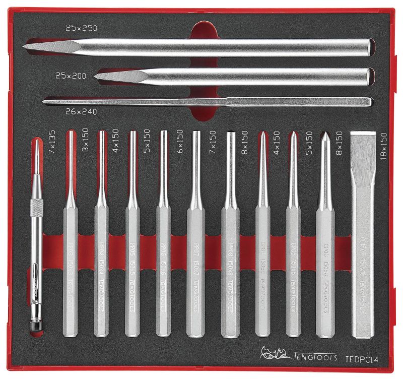 Teng Tools TEDPC14 14 Piece EVA Punch & Chisel Set