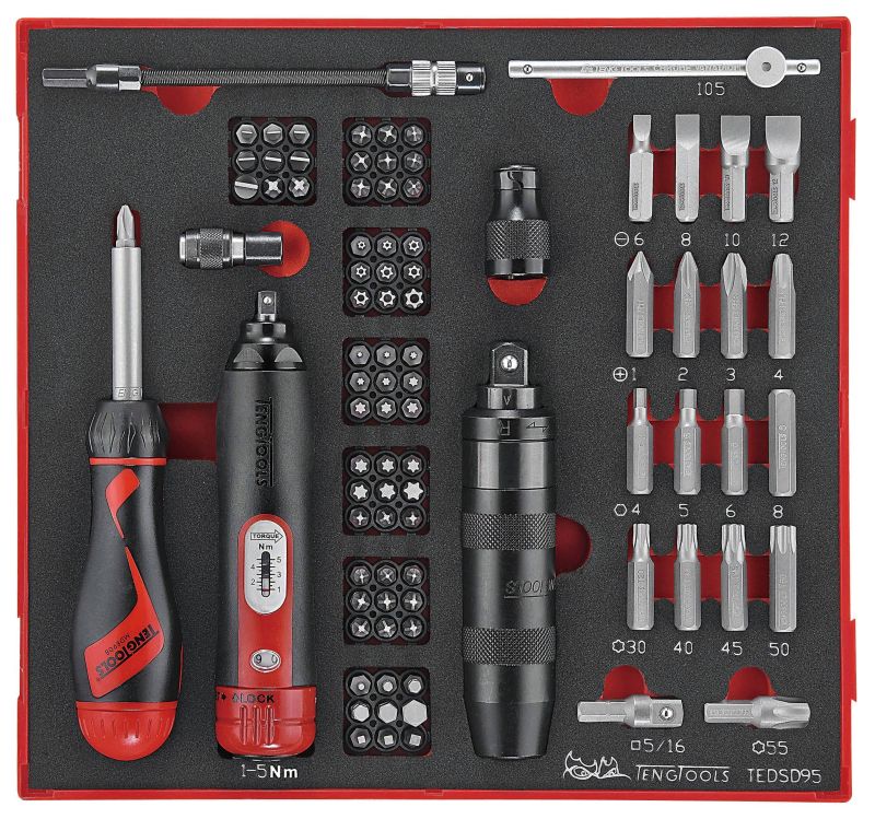 Teng Tools TEDSD95 95 Piece EVA Torque Screwdriver Impact Driver & Bit Set
