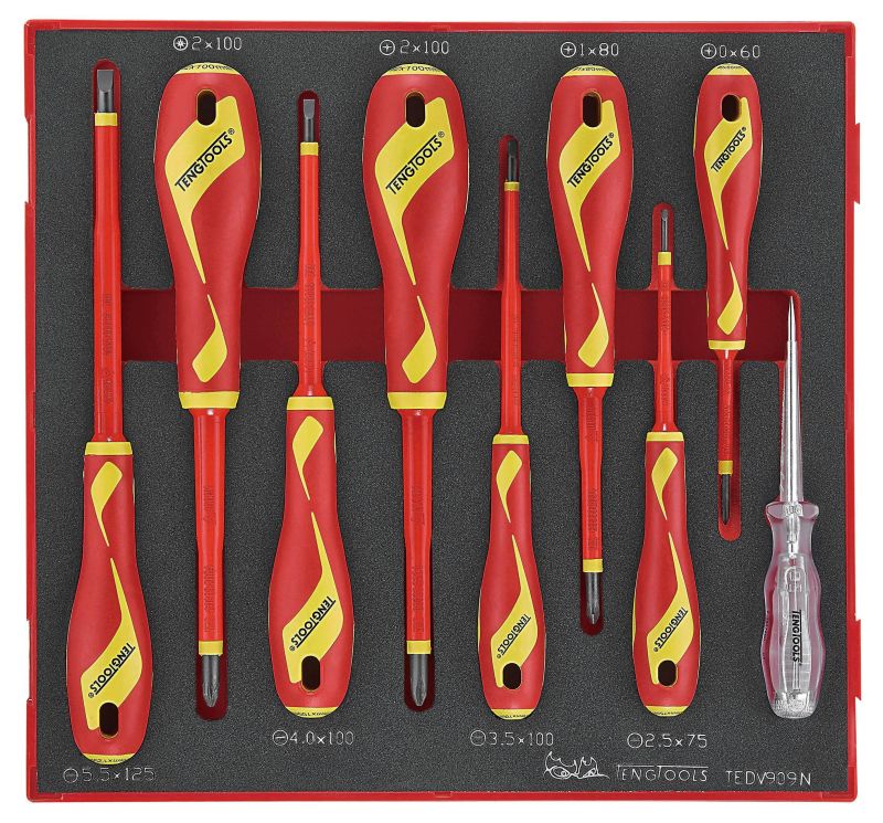 Teng Tools TEDV909N 9 Piece EVA 1000 Volt Insulated Screwdriver Set