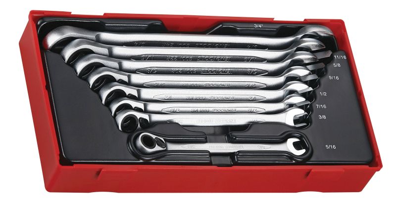 Teng Tools TT6508RAF 8 Piece 12 Point AF Ratcheting Combination Spanner Set