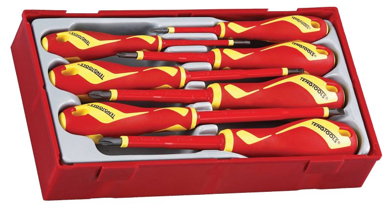 Teng Tools TTV907N 7 Piece Flat/PH/PZ Type Insulated 1000 Volt Screwdriver Set