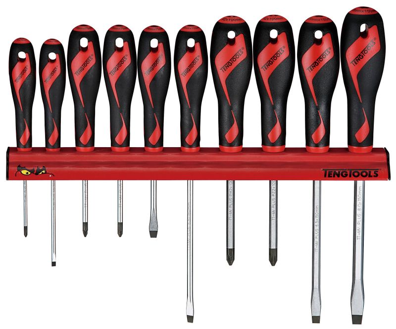 Teng Tools WRMD10N 10 Piece Flat PH & PZ Type Screwdriver Wall Rack