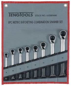 Teng Tools 6508RMM 8 Piece Ratcheting Combination Spanner Set