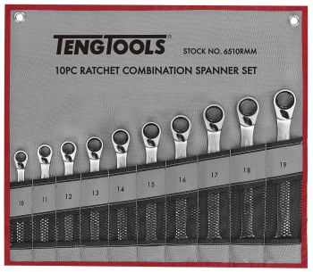 Teng Tools 6510RMM 10 Piece Ratcheting Combination Spanner Set