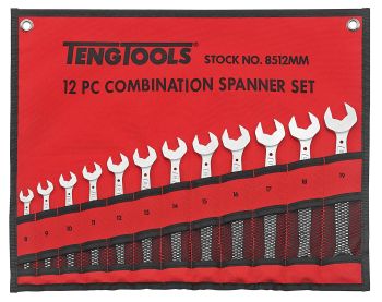 Teng Tools 8512MM 12 Piece Metric Anti Slip Combination Spanner Set
