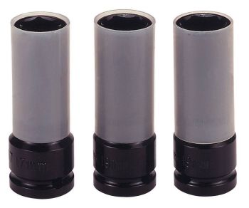 Teng Tools 9203N 1/2" Drive 17 19 & 21MM 6 Point Deep Metric Wheel Nut Impact Sockets