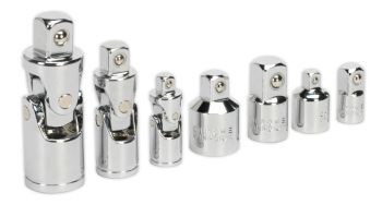 Sealey AK2737 Universal Joint & Socket Adaptor Set 7pc 1/4" 3/8" & 1/2"Sq Drive