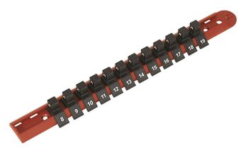 Sealey AK3812 Socket Retaining Rail with 12 Clips 3/8"Sq Drive