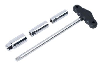 Sealey AK6550 T Bar & Rubber Insert Spark Plug Socket Set 4pc 3/8"Sq Drive