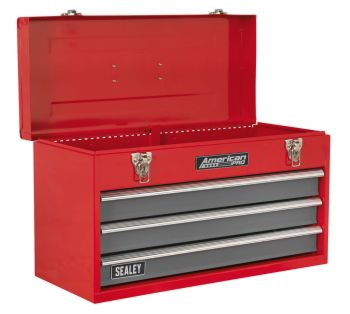 Sealey AP9243BB Tool Chest 3 Drawer Portable with Ball Bearing Slides Red/Grey