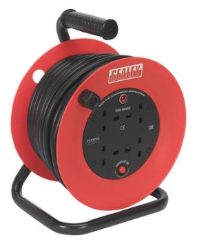 Sealey CR22525 Cable Reel 25mtr 4 x 230V 2.5mm² Heavy Duty Thermal Trip