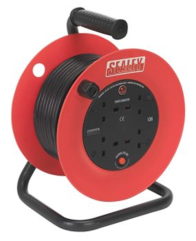 Sealey CR25/1.5 Cable Reel 25mtr 4 x 230V 1.5mm² Heavy Duty Thermal Trip