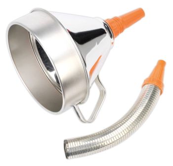 Sealey FM20F Funnel Metal with Flexible Spout & Filter ⌀200mm